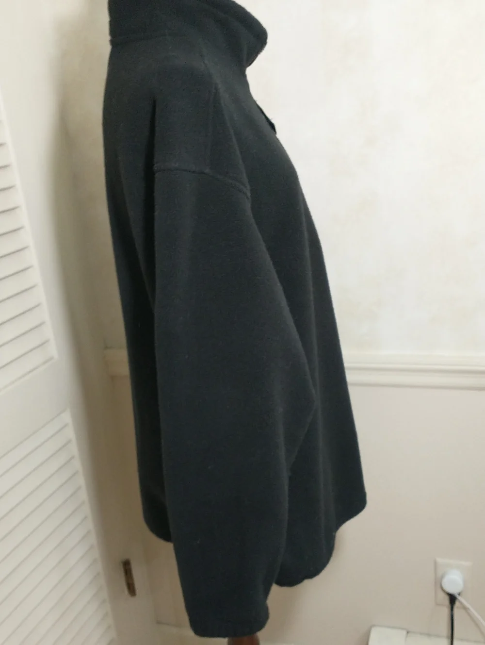 EBTEK Eddie Bauer, Men's Large, Fleece Quarter Zip Pullover, Toggle Waist, Black
